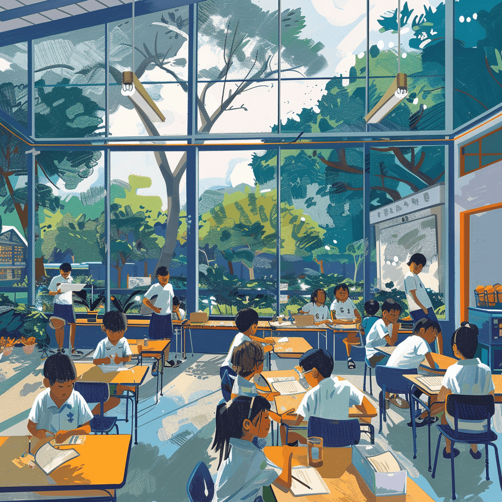 Cliqsa Illustration of a dynamic classroom in a tuition center